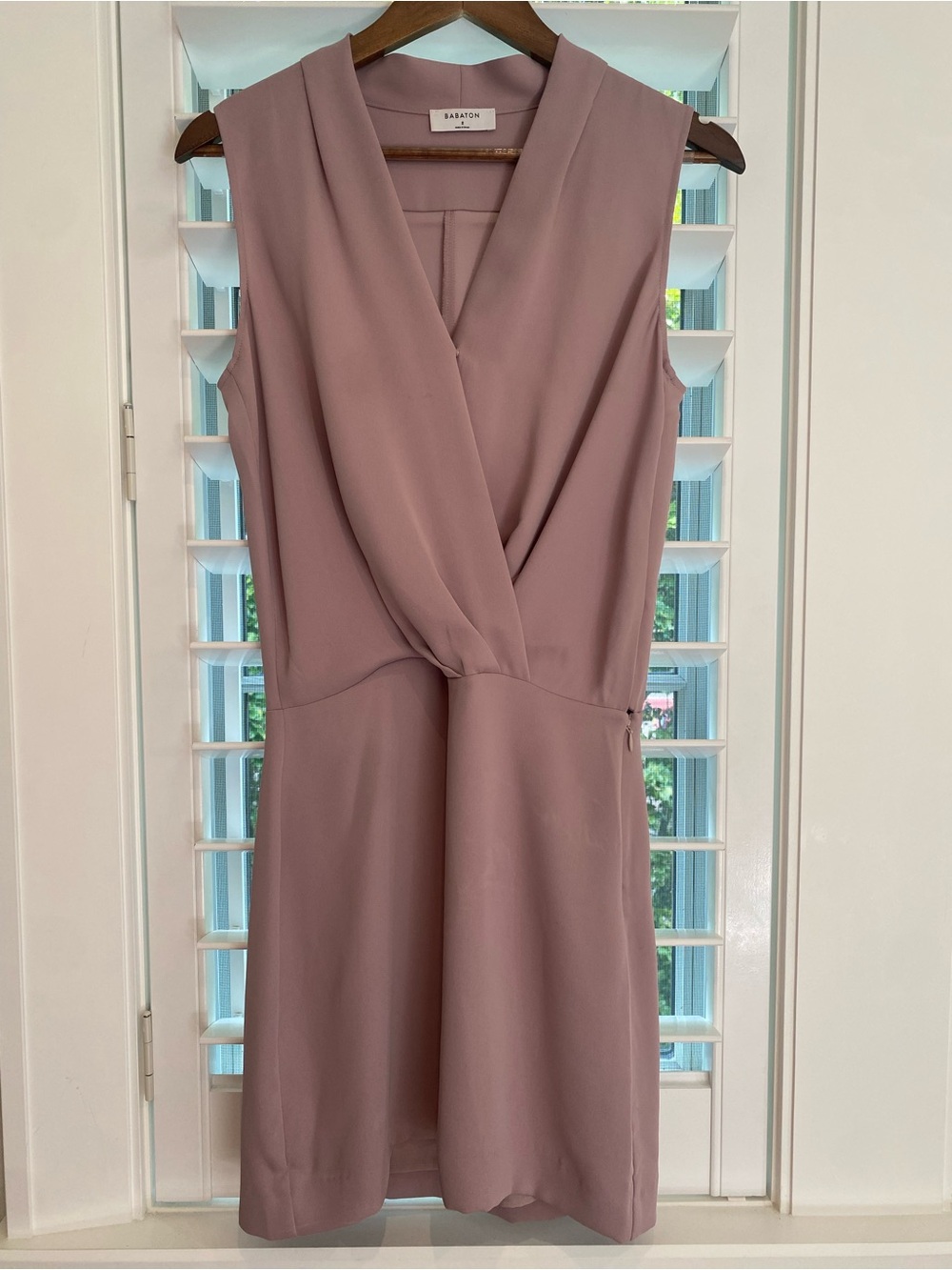 Babaton Mauve Sleeveless Wrap-Style Midi Dress